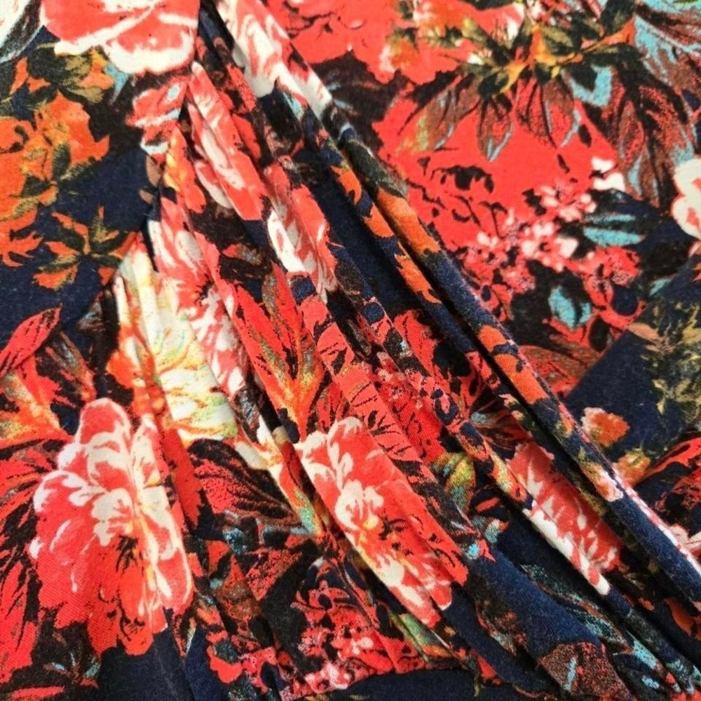 Lindy Bop, vintage navy floral midi dress, made in England, Size 2X - Picture 3 of 5